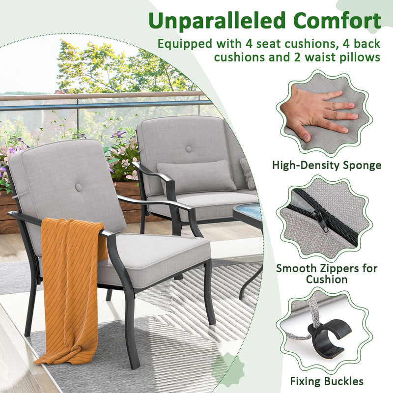 Costway - 2 Piece Patio Metal Chairs with Seat and Back Cushions