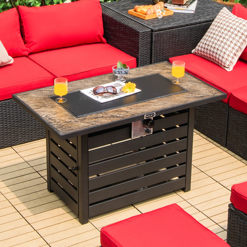 Costway - 42 Inch 50000 BTU Propane Fire Pit Table with Ore Powder Surface