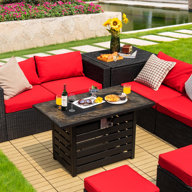 Costway - 42 Inch 50000 BTU Propane Fire Pit Table with Ore Powder Surface
