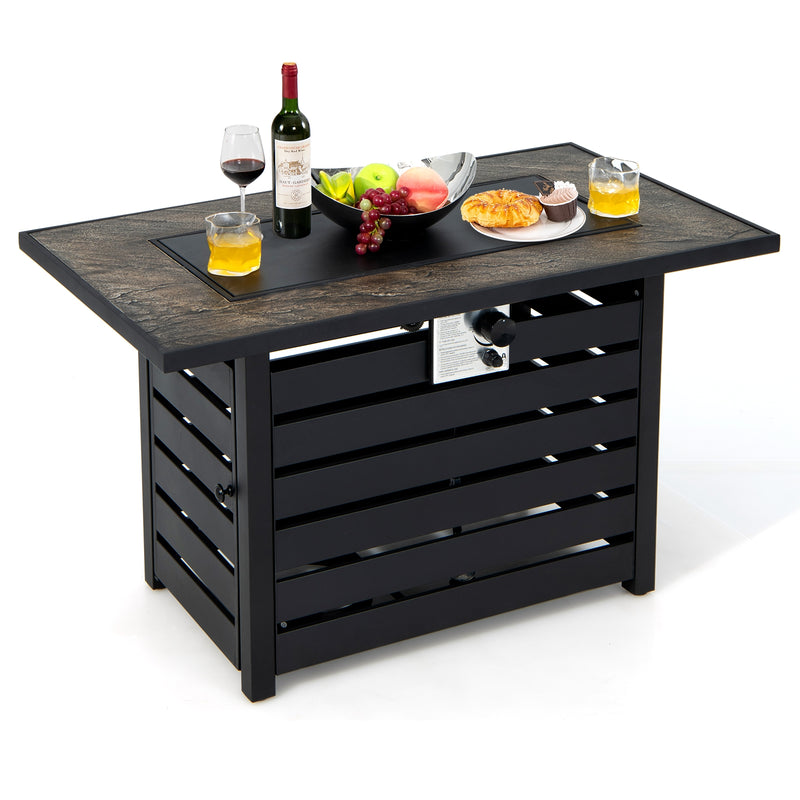 Costway - 42 Inch 50000 BTU Propane Fire Pit Table with Ore Powder Surface