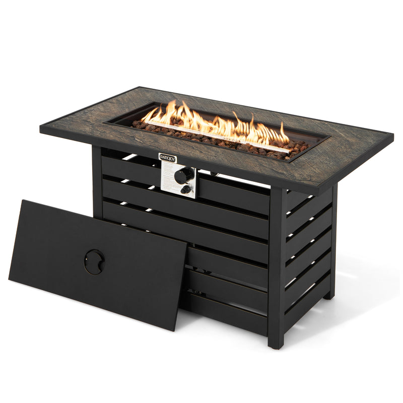 Costway - 42 Inch 50000 BTU Propane Fire Pit Table with Ore Powder Surface