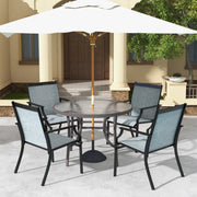 Costway - 4 Piece Patio Dining Chairs Large Outdoor Chairs with Breathable Seat and Metal Frame-Blue