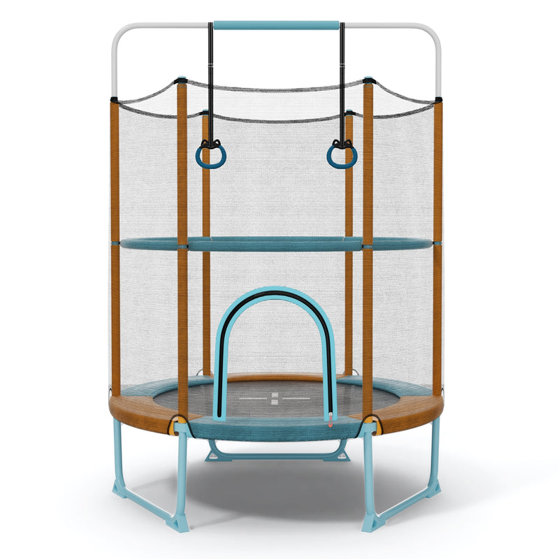 Costway - 60 Inch Trampoline with Gymnastic Bar and Rings for Kids-Orange