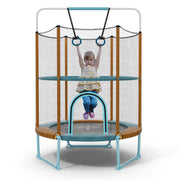 Costway - 60 Inch Trampoline with Gymnastic Bar and Rings for Kids-Orange
