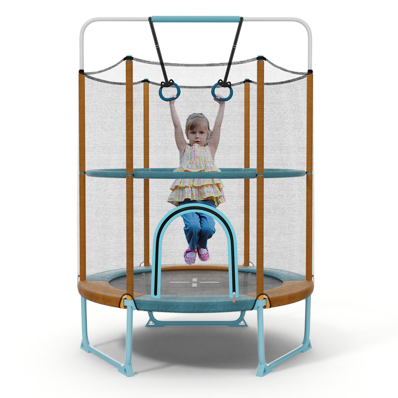 Costway - 60 Inch Trampoline with Gymnastic Bar and Rings for Kids-Orange