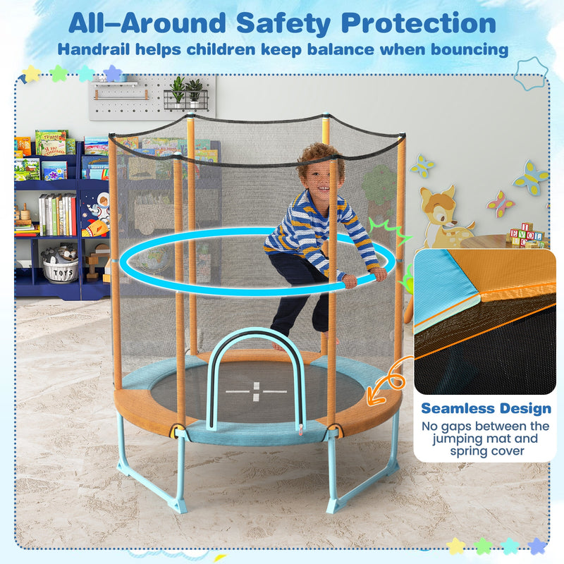 Costway - 60 Inch Trampoline with Gymnastic Bar and Rings for Kids-Orange
