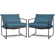 Costway - 2 Pieces Sling Accent Chair Leisure Chair with Weatherproof Seat Fabric Indoor Outdoor-Navy