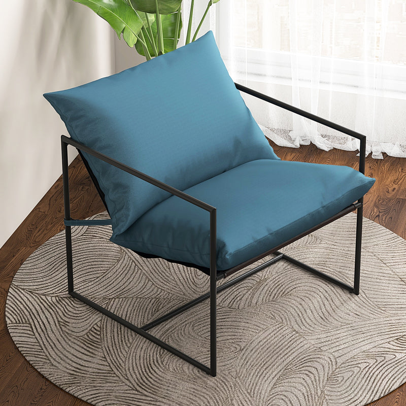 Costway - 2 Pieces Sling Accent Chair Leisure Chair with Weatherproof Seat Fabric Indoor Outdoor-Navy