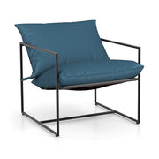 Costway - 2 Pieces Sling Accent Chair Leisure Chair with Weatherproof Seat Fabric Indoor Outdoor-Navy