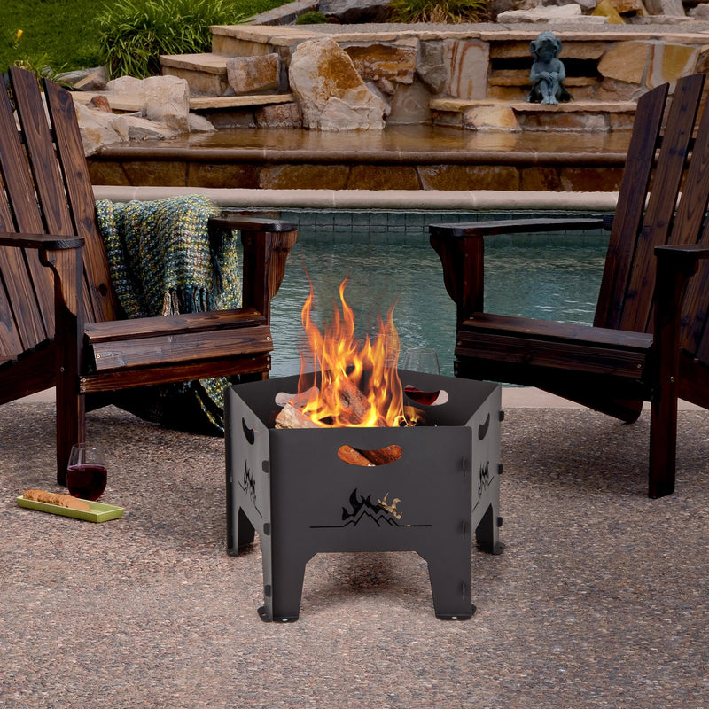 Costway - 19 Inches Collapsible Portable Plug Fire Pit with Storage Bag