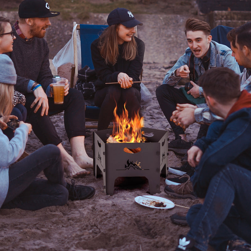 Costway - 19 Inches Collapsible Portable Plug Fire Pit with Storage Bag