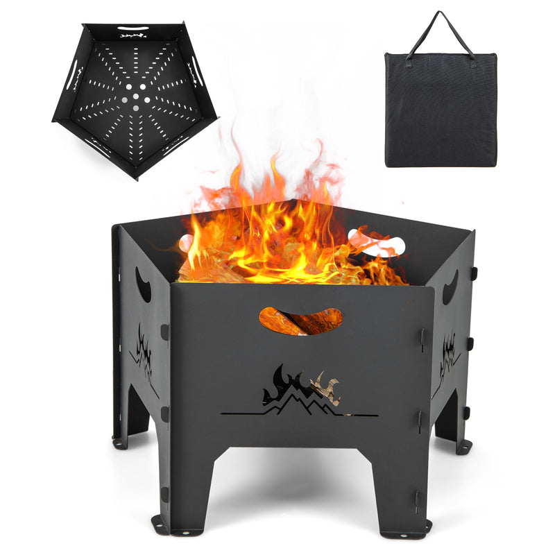 Costway - 19 Inches Collapsible Portable Plug Fire Pit with Storage Bag