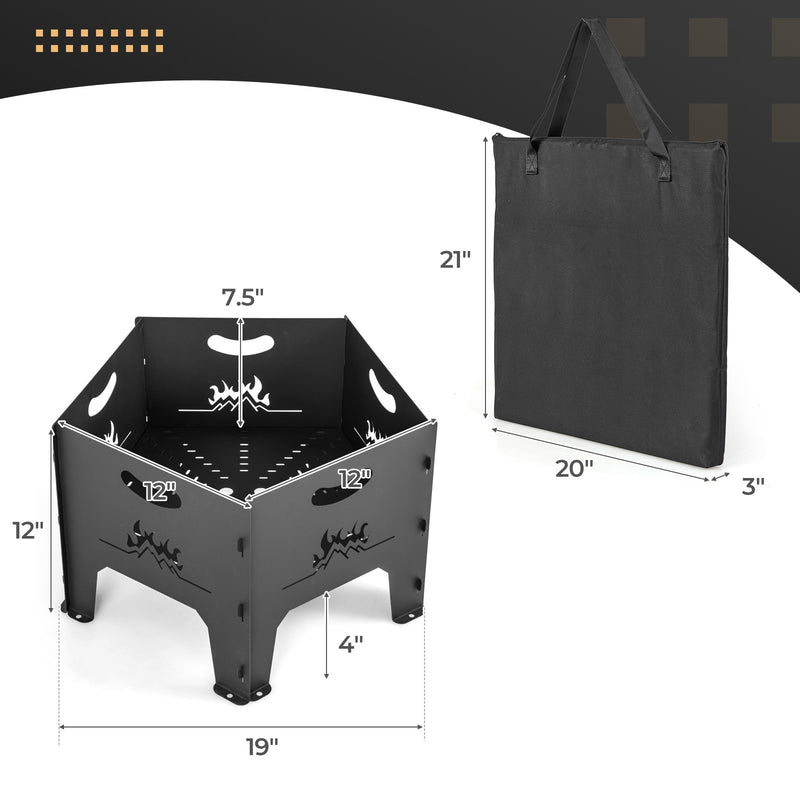 Costway - 19 Inches Collapsible Portable Plug Fire Pit with Storage Bag
