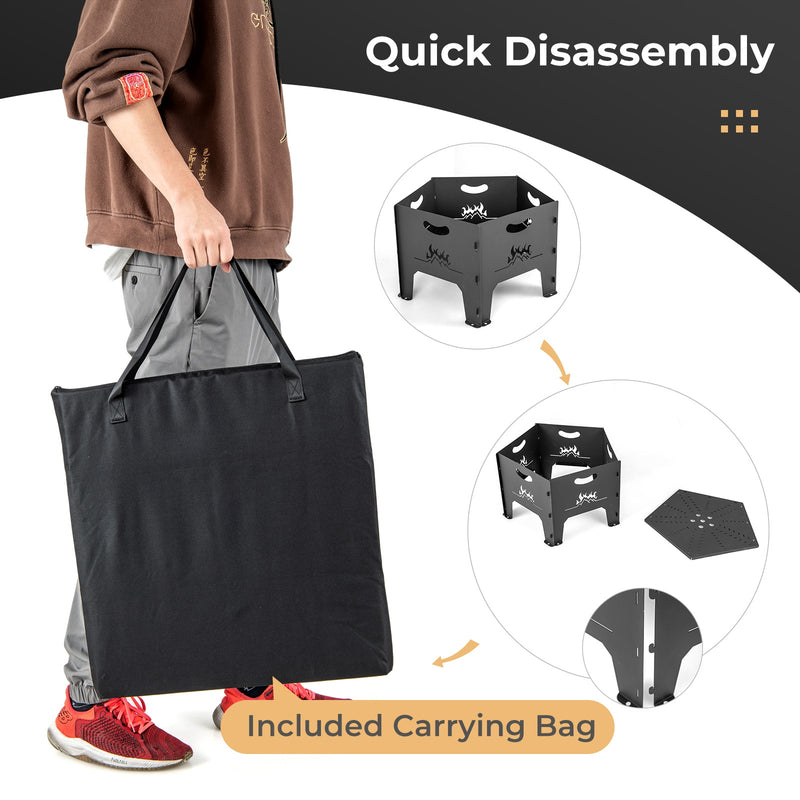 Costway - 19 Inches Collapsible Portable Plug Fire Pit with Storage Bag
