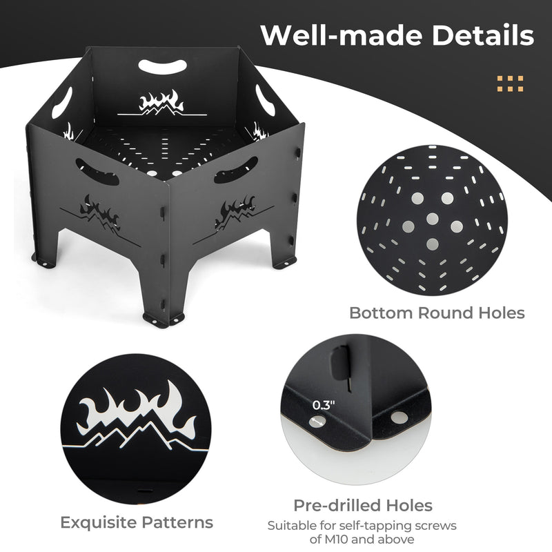 Costway - 19 Inches Collapsible Portable Plug Fire Pit with Storage Bag