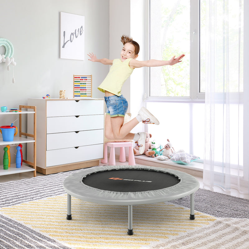 Costway - 38 Inch Mini Folding Trampoline Portable Recreational Fitness Rebounder-Gray