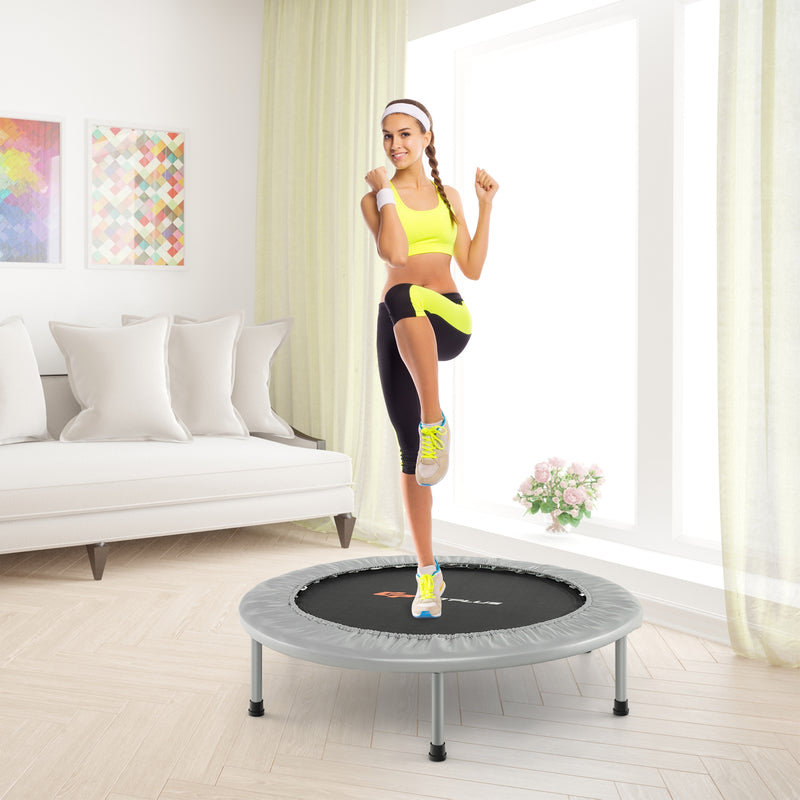 Costway - 38 Inch Mini Folding Trampoline Portable Recreational Fitness Rebounder-Gray