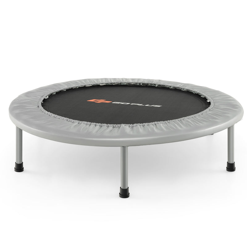 Costway - 38 Inch Mini Folding Trampoline Portable Recreational Fitness Rebounder-Gray