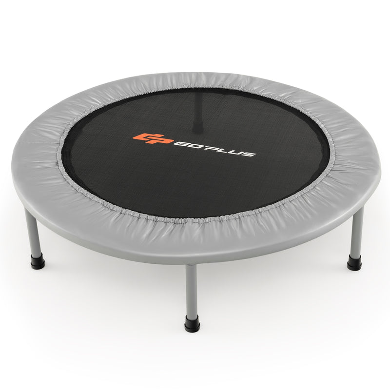 Costway - 38 Inch Mini Folding Trampoline Portable Recreational Fitness Rebounder-Gray
