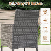 Costway - 5 Pieces PE Wicker Patio Dining Set Outdoor Acacia Wood Table and Chairs-Black