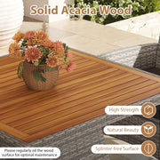 Costway - 5 Pieces PE Wicker Patio Dining Set Outdoor Acacia Wood Table and Chairs-Black