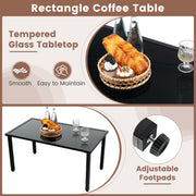 Costway - 4 Pieces Patio Furniture Set with Heavy Duty Galvanized Metal Frame-Brown