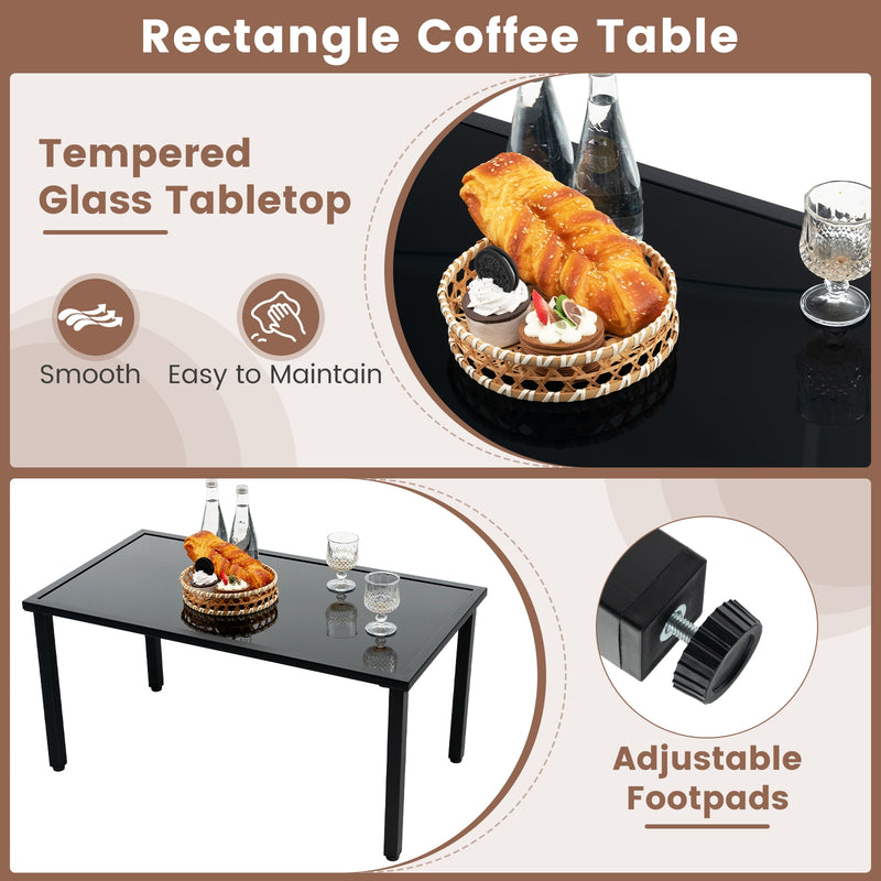 Costway - 4 Pieces Patio Furniture Set with Heavy Duty Galvanized Metal Frame-Brown