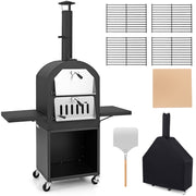Costway - Outdoor Pizza Oven with Protective Cover and Grill Racks and Built-in Thermometer