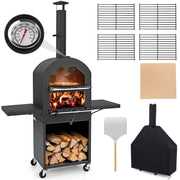 Costway - Outdoor Pizza Oven with Protective Cover and Grill Racks and Built-in Thermometer