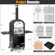 Costway - Outdoor Pizza Oven with Protective Cover and Grill Racks and Built-in Thermometer