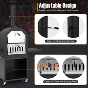 Costway - Outdoor Pizza Oven with Protective Cover and Grill Racks and Built-in Thermometer