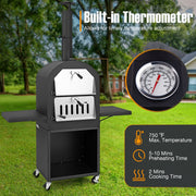 Costway - Outdoor Pizza Oven with Protective Cover and Grill Racks and Built-in Thermometer