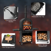 Costway - Outdoor Pizza Oven with Protective Cover and Grill Racks and Built-in Thermometer