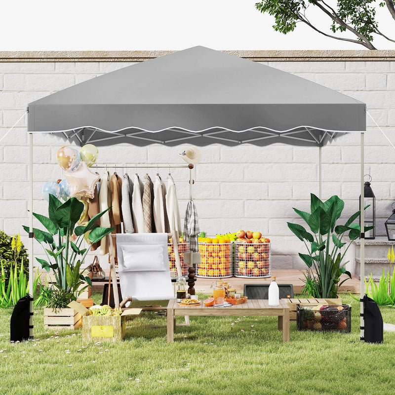 Costway - Foldable 10 X 10 Feet Pop up Canopy Tent with Wheeled Bag-Gray