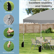 Costway - Foldable 10 X 10 Feet Pop up Canopy Tent with Wheeled Bag-Gray