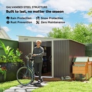 11' x 9' Steel Garden Storage Shed, Outdoor Metal Tool House with Double Sliding Doors & 2 Air Vents, Grey