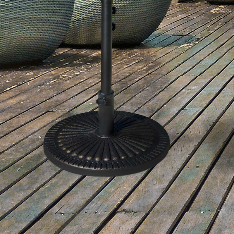 Outsunny - Round Umbrella Base Φ19.1", 31.5 lbs Resin Stand with Decorative Design for Poles 1.5"/1.9", Bronze — 84D-191