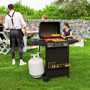 Outsunny - 2+1 Burner Propane Gas BBQ Grill, Portable Gas Barbecue Grill with Side Burner, Thermometer, Lid, Side Table, Shelf, Spice Rack, Wheels, Grease Cup for Garden, Black