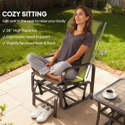 Outsunny - Patio Glider, Outdoor Glider Chair with Breathable Mesh Fabric for Patio, Yard, Porch, Brown