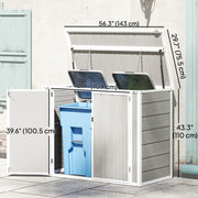 41 Cu. Ft. Outdoor Storage Shed, Outdoor Horizontal Trash Can Storage with Chain Lid, Lockable Storage Box, Light Grey