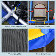 Aosom 55" Kids Trampoline with Enclosure Net for Indoor/Outdoor, Trampoline for Boys and Girls Age 3-6 Years, Multi-Coloured