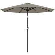 Outsunny - Aluminum Patio Umbrella, Garden Outdoor Parasol, Sun Shelter, 8.5ft, Light Grey