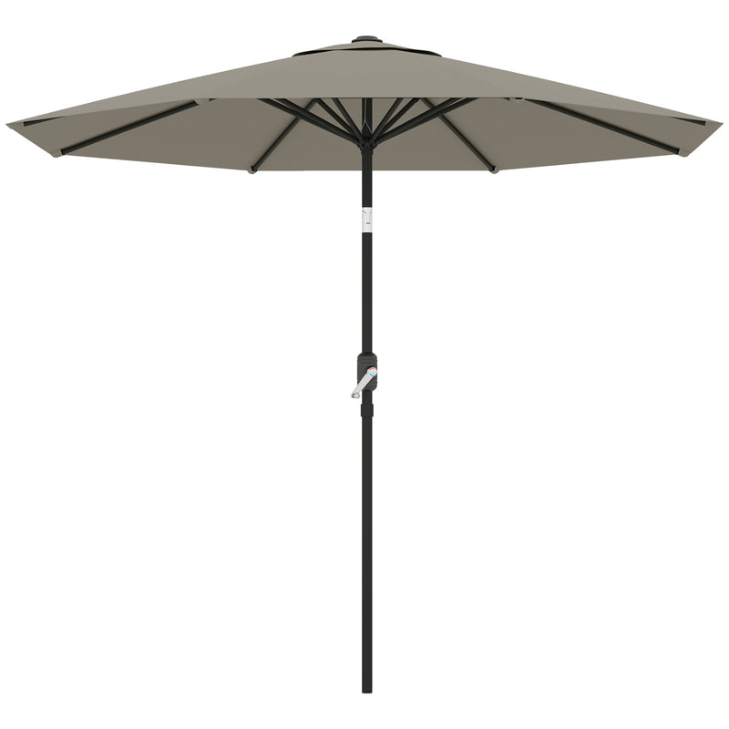 Outsunny - Aluminum Patio Umbrella, Garden Outdoor Parasol, Sun Shelter, 8.5ft, Light Grey