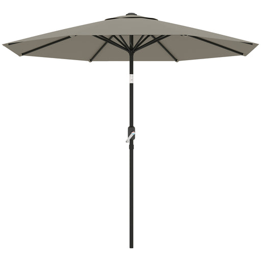 Outsunny - Aluminum Patio Umbrella, Garden Outdoor Parasol, Sun Shelter, 8.5ft, Light Grey