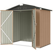 6.5' x 4' Outdoor Storage Shed, Metal Garden Shed with Lockable Double Doors, 4 Vents, Brown