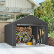 6.6' x 7.8' Portable Shed, Waterproof Bike Tent with Roll-up Zipper Door and Galvanised Steel Frame, Dark Grey