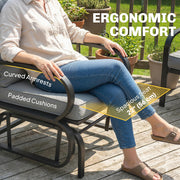 Outsunny - Patio Glider, Outdoor Glider Chair with Cushions, Steel Frame, Curved Armrests, Light Grey