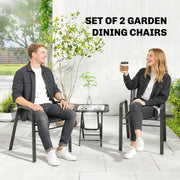 Outsunny - Stackable Outdoor Dining Chairs Set of 2, for Patio, Balcony, Deck, Garden, Black