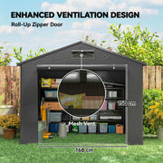 8' x 6' Portable Shed, Waterproof Bike Tent with Roll-up Zipper Door, Vent and Galvanised Metal Frame, Dark Grey