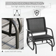 Outsunny - Patio Glider Outdoor Glider Chair with Breathable Mesh Seat & Backrest, Armrests and Metal Frame, Black